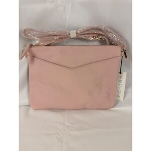 NWT Emperia Crossbody Pink Pebbled Vegan Leather Leopard Lining Gold Hardware